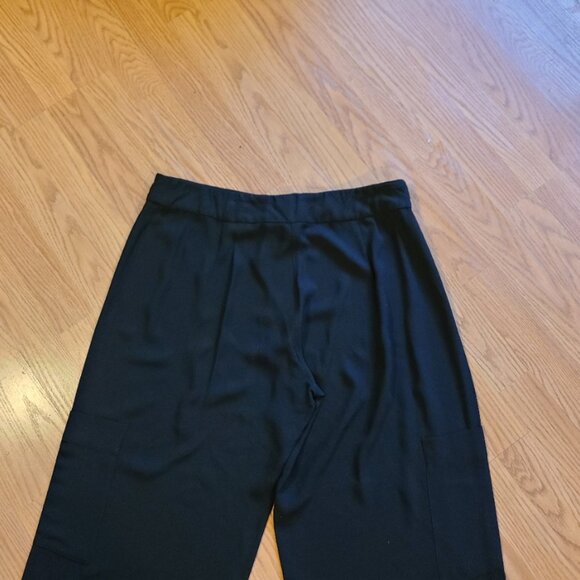 EILEEN FISHER 100% SILK GEORGETTE CREPE WIDE-STRAIGHT LEG CARGO PANTS sz M - Picture 5 of 6